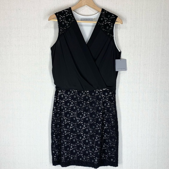 Marc‎ New York~NWT~Sleeveless Black Lace V-Neck Mini Party/Cocktail Dress~Sz 6 - Picture 1 of 14